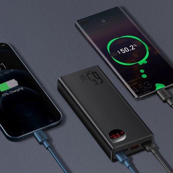Внешний аккумулятор Baseus Adaman Metal Digital Display Quick Charge Power Bank 65W 20000mAh Black (PPIMDA-D01)