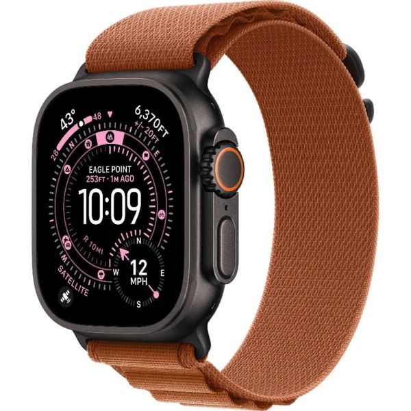 Apple Watch Ultra 3 LTE 49mm Black Tit. Case w. Terra Cotta Alpine Loop - Large (MF254+MG9F4)