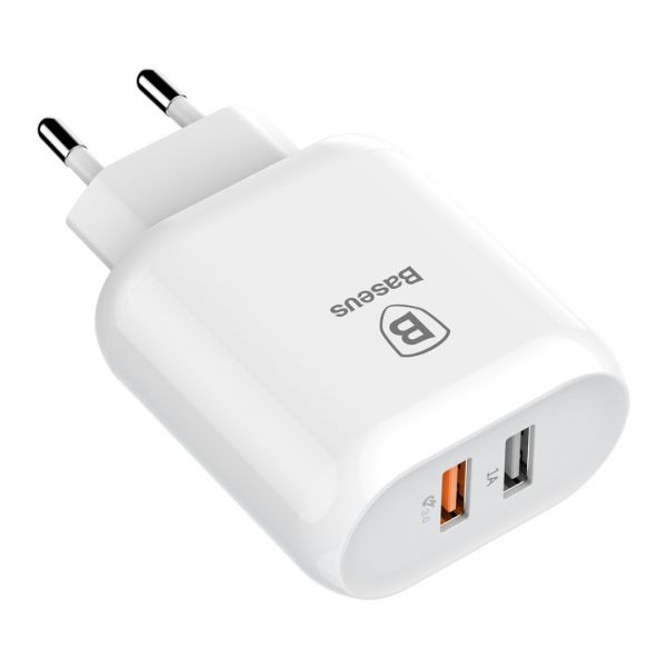 Сетевое зарядное устройство Baseus Bojure Series Dual-USB quick charge charger for EU 18W White (CCALL-AG02)