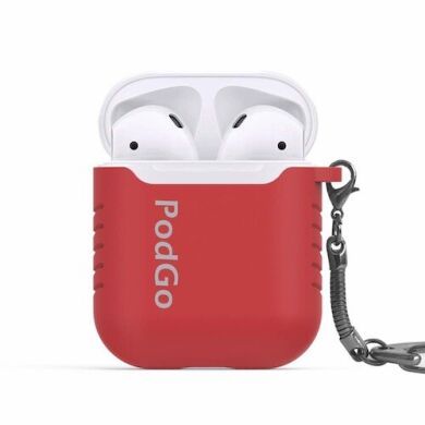 Силиконовый чехол с брелком для Apple AirPods AHASTYLE Keychain Silicone Case for Apple AirPods - Red (AHA-01040-RED)