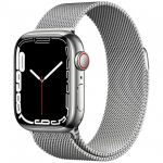 Apple Watch Series 7 LTE 41mm Silver Stainless Steel Case with Silver Milanese Loop (MKHF3)
