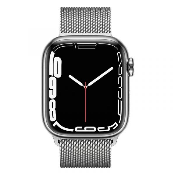 Apple Watch Series 7 LTE 41 мм сталевий корпус срібної плями зі срібною міланською петлею (MKHF3)