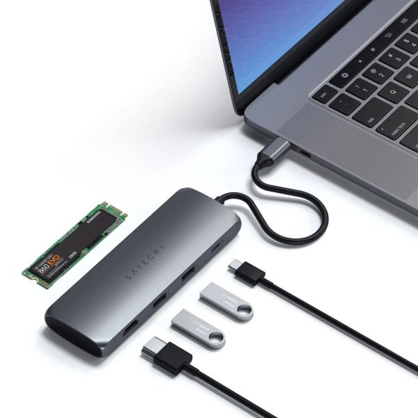 Переходник Satechi Aluminum Type-C Hybrid Multiport Adapter Space Gray (ST-UCHSEM)
