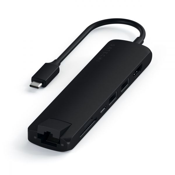 Хаб Satechi Aluminum Type-C Slim Multi-Port with Ethernet Adapter Black (ST-UCSMA3K)