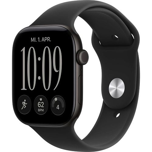 Apple Watch Series 12 GPS 42mm Black Aluminum Case with Black Sport Band M/L (MJEC4)