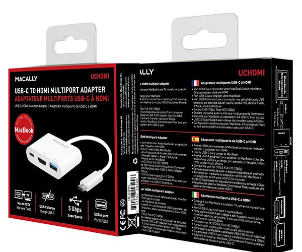 Адаптер Macally USB-C to USB-C, HDMI 4K and USB-A - White (UCHDMI4K)
