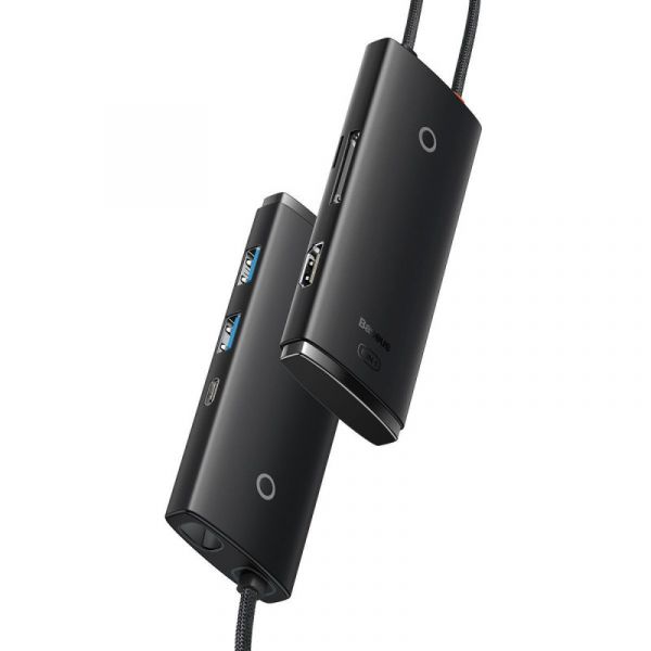 USB-Хаб Baseus Lite Series 6-in-1 (Type-C to HDMI + 2xUSB 3.0 + Type-C + SD/TF) (Black) (WKQX050101)
