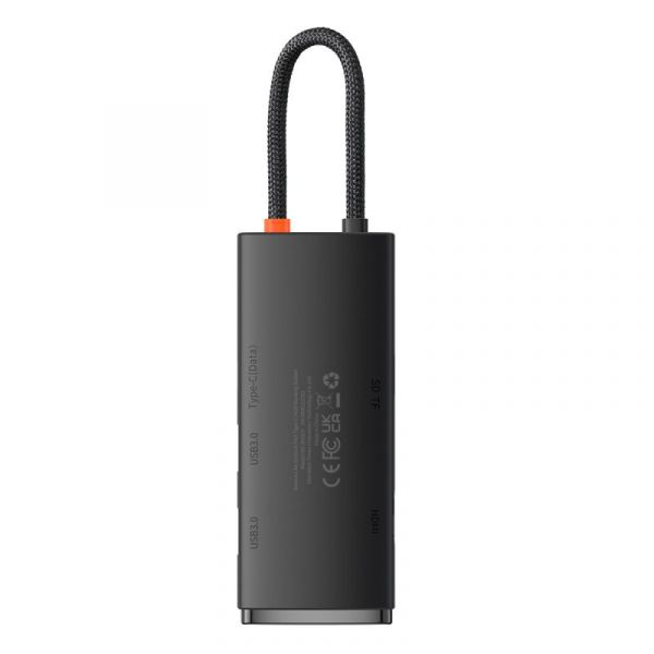 USB-Хаб Baseus Lite Series 6-in-1 (Type-C to HDMI + 2xUSB 3.0 + Type-C + SD/TF) (Black) (WKQX050101)
