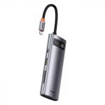 Хаб Baseus Metal Gleam Series 7-in-1 (2xUSB3.0 + 4KHD  + Type-C + Type-C PD+ TF + SD) - Gray