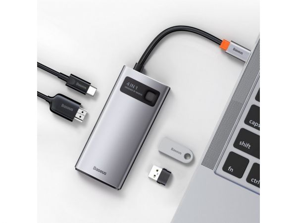 USB-Хаб Baseus Multifunctional Metal Gleam 4-in-1 Type-C (Gray) (CAHUB-CY0G)