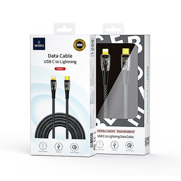 Кабель WIWU TM01 Data Cable Series USB-C to Lightning 20W 1.2m (Black)
