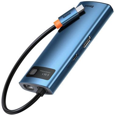 Адаптер Baseus Metal Gleam Series 6-in-1 Type-C (blue) WKWG000003
